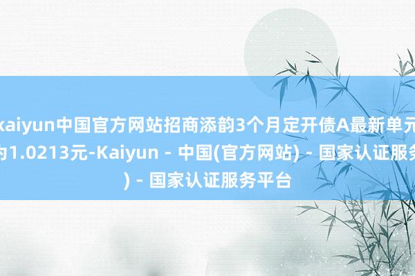 kaiyun中国官方网站招商添韵3个月定开债A最新单元净值为1.0213元-Kaiyun - 中国(官方网站) - 国家认证服务平台