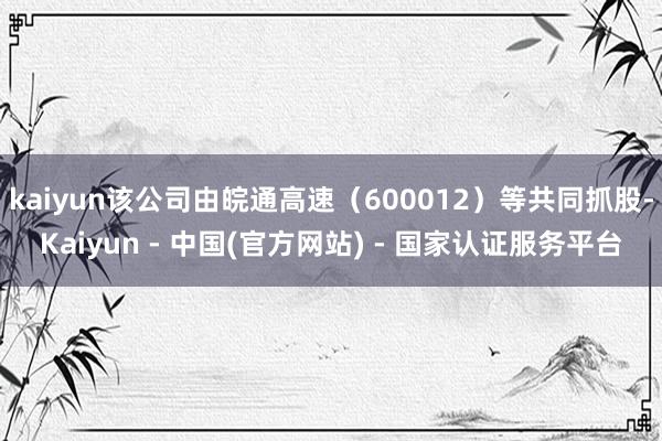 kaiyun该公司由皖通高速(600012)等共同抓股-Kaiyun - 中国(官方网站) - 国家认证服务平台